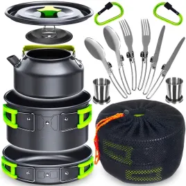 naczynia-turystyczne-zestaw-garnkow-sztucce-pod-namiot-biwak-czajnik-xxl