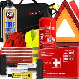 gasnica-1kg-apteczka-torba-k2-tire-trojkat-rekawice-zestaw-do-naprawy-opon
