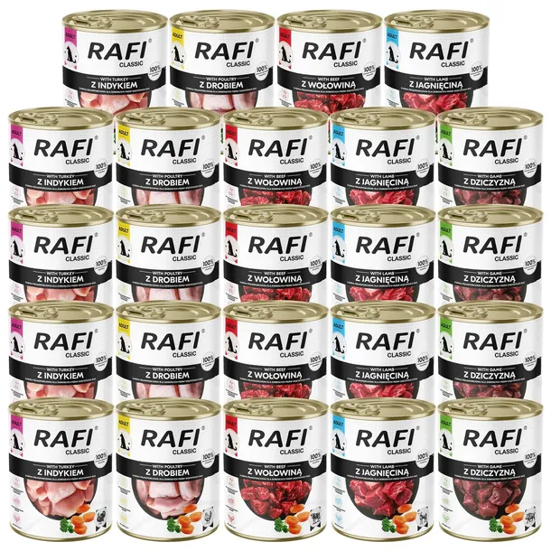 Karma mokra dla psa Dolina Noteci Rafi Classic mix 4 smaków 30x800g