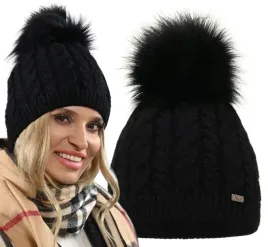 czapka-damska-zimowa-ciepla-dwuwarstwowa-z-polarem-pompon-polska-produkcja