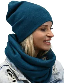 czapka-komplet-polski-zestaw-czapka-damska-z-kominem-tunel-kolor-morski