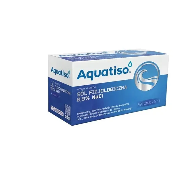 Aquatiso sól fizjologiczna, roztwór, 0,9% NaCl, 50 sztuk po 5 ml