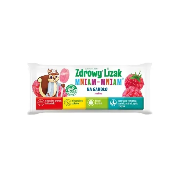 Zdrowy lizak Mniam-Mniam na gardło, kształt łezki, 1 sztuka