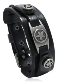 bransoletka-meska-skorzana-czarna-gwiazdy-punk-rock-29cm-prezent