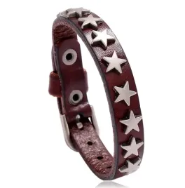 skorzana-bransoletka-punk-retro-z-pieciokatnymi-gwiazdami-brazowa