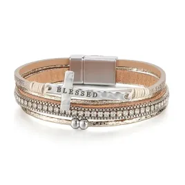 bransoletka-boho-khaki-z-krzyzem-i-cyrkoniami-wielowarstwowa