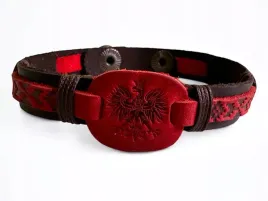 skorzana-bransoletka-z-orlem-czerwony-22cm