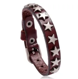 skorzana-bransoletka-punk-retro-z-pieciokatnymi-gwiazdami-brazowy
