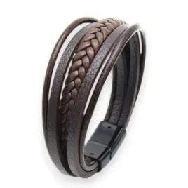 bransoletka-skorzana-meska-23cm-brazowa-wielowarstwowa-magnes