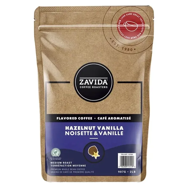 Kawa ziarnista smakowa Zavida Hazelnut Vanilla 907g orzech laskowy wanilia
