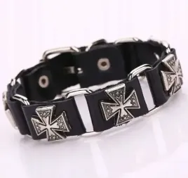 bransoletka-meska-skorzana-czarna-krzyze-punk-rock-24cm-prezent