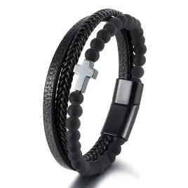 skorzana-bransoletka-z-krzyzem-czarnym-kamien-karneolu-21cm