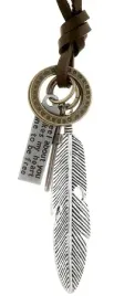 naszyjnik-ze-skory-z-piorem-i-krzyzem-unisex-boho-srebrny