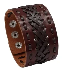 meska-szeroka-opaska-vintage-punk-skorzana-brazowa-23-cm