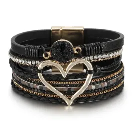 bransoletka-skorzana-z-sercem-w-stylu-boho-czarna-wielowarstwowa
