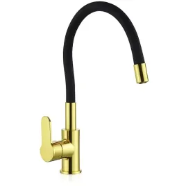 zlota-bateria-kuchenna-stojaca-z-elastyczna-czarna-wylewka-flex-360