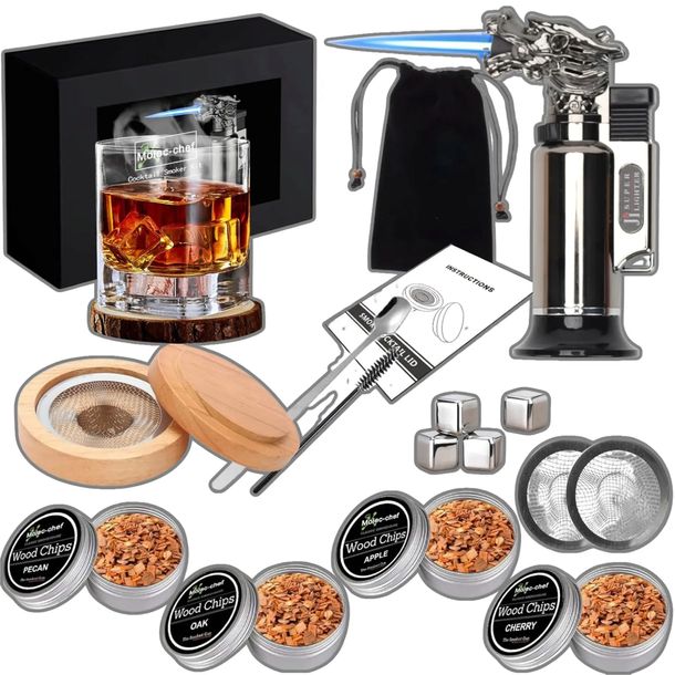 ZESTAW DO WĘDZENIA WHISKY SMOKER DREWIENKA prezent dla chłopaka i męża 16el