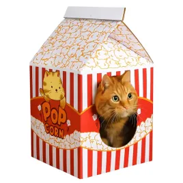 drapak-dla-kota-kartonowy-domek-budka-tekturowa-legowisko-2w1-popcorn-mn005
