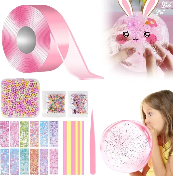 TAŚMA BĄBELKOWA DWUSTRONNA DO DMUCHANIA BANIEK BUBBLE NANO SQUISH BAŃKI 3m