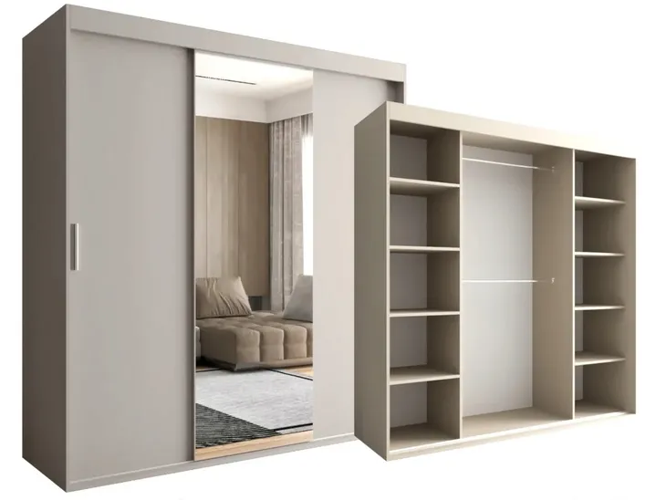 SZAFA PRZESUWNA 3-DRZWIOWA 180 CM + LUSTRO KASZMIR OD RĘKI OLIMP O-SOFA