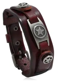 bransoletka-meska-skorzana-brazowa-gwiazdy-punk-rock-29cm-prezent