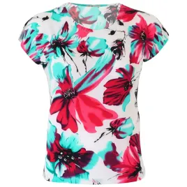 bluzka-damska-krotki-rekaw-bluzki-duzy-roz-42-44