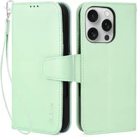arae-etui-skorzane-z-klapka-do-iphone-16-pro-rfid-zielone-liczi-pasek