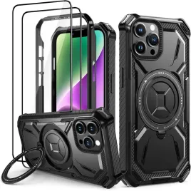 lanhiem-etui-do-iphone-14-pro-podstawka-pancerne-2szt-szklo-lcd-czarne