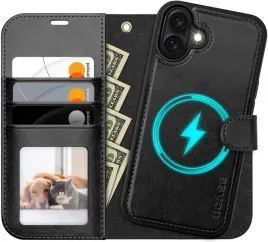 ocase-etui-skorzane-magsafe-do-iphone-16-z-klapka-stojak-czarne-2w1-pasek