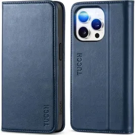 tucch-etui-skorzane-do-iphone-15-pro-z-klapka-portfel-rfid-granatowy-stojak