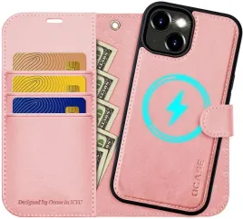 ocase-etui-skorzane-do-iphone-15-z-klapka-portfel-stojak-rozowe-magsafe-2w1