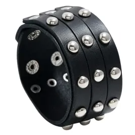 bransoletka-punk-rock-czarna-3-paski-cwieki-metalowe-detale-235cm