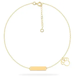 zlota-dziecieca-bransoletka-blaszka-myszka-grawer