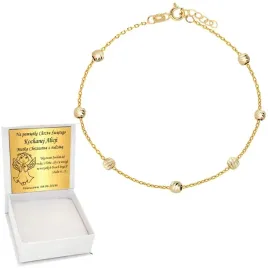 zlota-bransoletka-333-kulki-chrzest-komunia-grawer