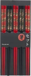 paleczki-do-sushi-czerwono-czarne-wzor-japonski-225-cm-5-par-emro-aziatica