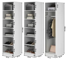 szafa-trzydrzwiowa-frame-dlugi-drazek-siedem-polek-kontenerek-150-cm-czarna