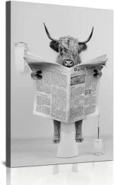 plakat-na-sciane-dekoracja-na-plotnie-bez-ramy-50x70cm-wzor-krowa-z-gazeta