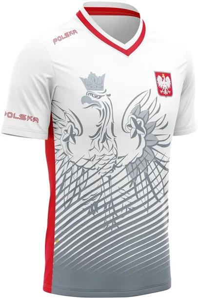 Męska Koszulka Kibica T-shirt w serek Reprezentacja POLSKA XL
