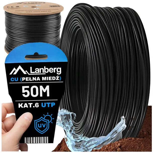 Kabel Sieciowy Skrętka Przewód Lan Zewnętrzny Utp KAT.6 Cat 305M Lanberg