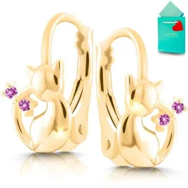 zlote-kolczyki-dla-dziewczynki-wiszace-dla-dziecka-corki-kotki-srebro-925