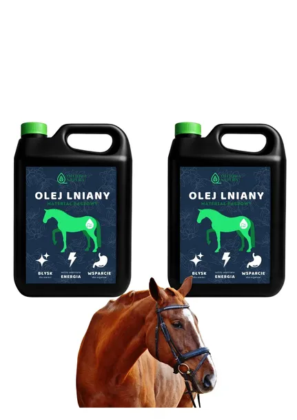 OLEJ LNIANY DLA KONI 10L ZDROWY ŚWIEŻY POLSKI PRODUCENT 10L