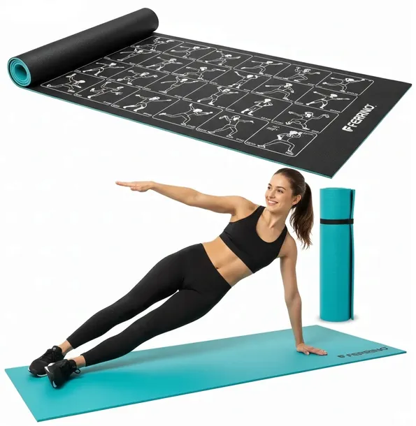 MATA DO ĆWICZEŃ JOGI GIMNASTYCZNA TRENINGOWA FITNESS UCHWYT GRUBA 186x61cm