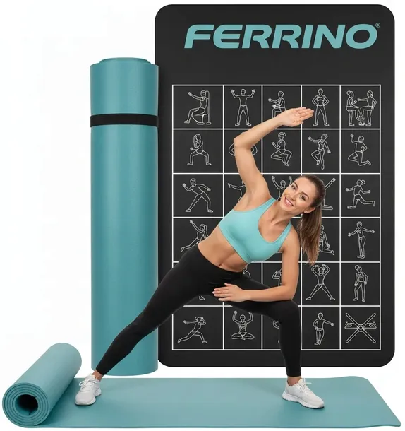 MATA DO ĆWICZEŃ JOGI 186x61cm - TRENINGOWA FITNESS UCHWYT GRUBA GIMNASTYKA