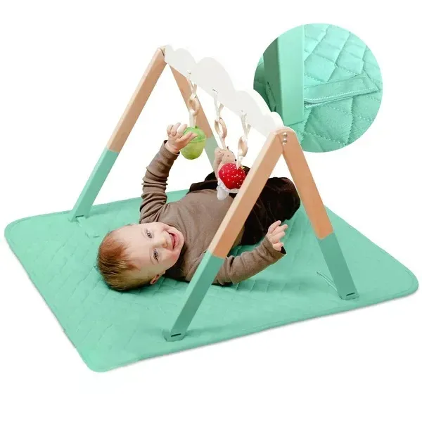 ZESTAW STOJAK EDUKACYJNY GIMNASTYCZNY DLA DZIECI NIEMOWLĄT BABY GYM Z MATĄ