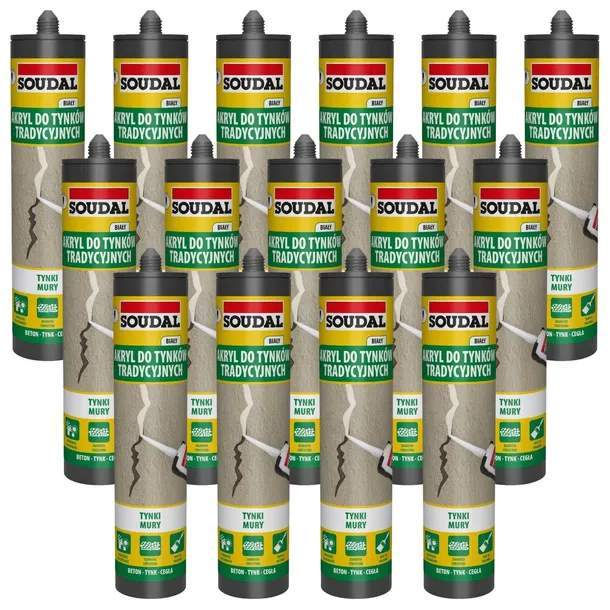 Akryl do tynków tradycyjnych SOUDAL 280ml biały uszczelniacz 15 szt.