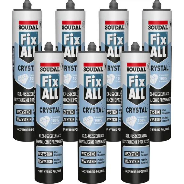 Klej uszczelniający hybrydowy uniwersalny fix-all crystal SOUDAL 290 ml x 7