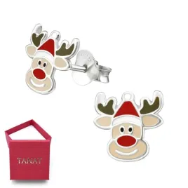 kolczyki-srebrne-dzieciece-wkrety-swiateczne-renifer-rudolf