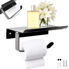 czarny-metalowy-uchwyt-na-papier-toaletowy-z-polka-wc-wkrety-w-zestawie
