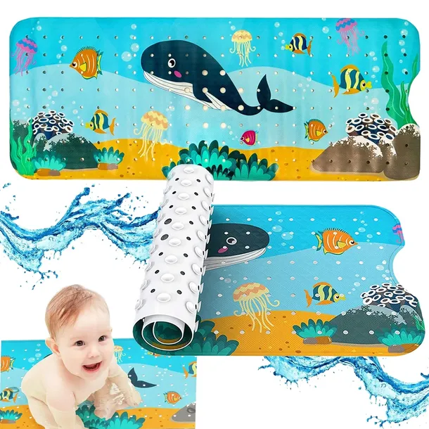 MATA ANTYPOŚLIZGOWA DO WANNY DLA DZIECI POD PRYSZNIC OCEAN DUŻA 100x40CM