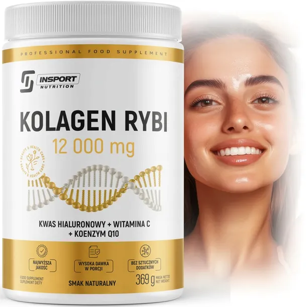 KOLAGEN RYBI 12 000mg + KWAS HIALURONOWY + WITAMINA C + KOENZYM Q10 INSPORT